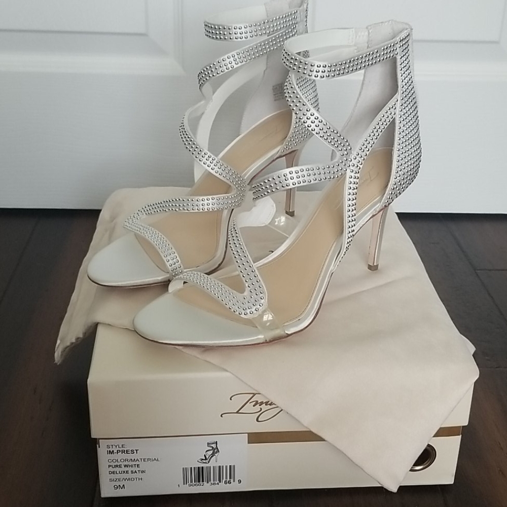 Vince camuto white satin heels